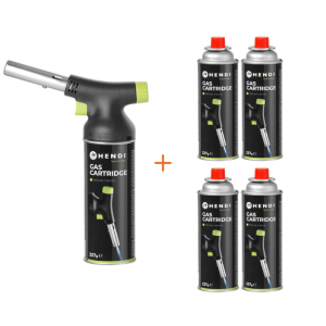Pack Chalumeau de Cuisine Set Brûleur et Bombe et 4 Recharges à Gaz - HENDI