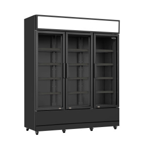 Vitrina refrigerada de bebidas de 3 portas em madeira preta 1065 L CombiSteel