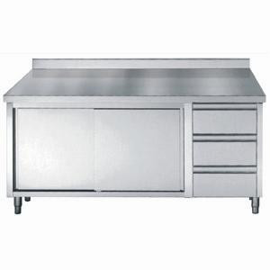 Meuble Inox Baixo com Backsplash GN 1/1 - 2 Portas e 3 Gavetas - L 1800 x P 700 mm - CombiSteel