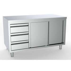 Móvel Inox Baixo - 2 Portas e 3 Gavetas à Esquerda - L 1800 x P 700 mm - CombiSteel