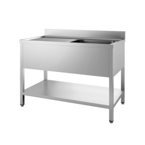 Plonge 1 Bac e Escorredor à Esquerda com Backsplash e Prateleira - L 2000 x P 700 mm - CombiSteel