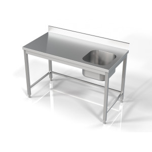 Plonge 1 Bac à Direita com Encosto - L 1400 x P 700 mm - CombiSteel