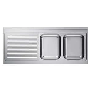 Pia 2 Cubas e Escorredor à Esquerda com Backsplash - L 2000 x P 600 mm - CombiSteel
