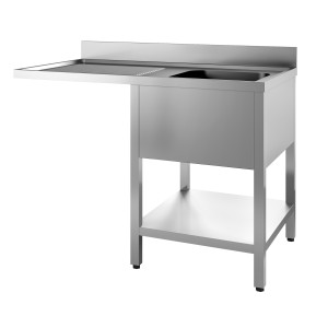 Plonge 1 Bac e Passagem para Lava-Louças à Esquerda com Backsplash e Prateleira Removível - L 1200 x P 700 mm - CombiSteel