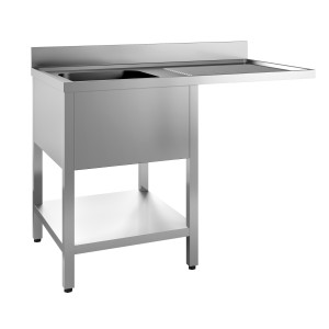 Plonge 1 Bac e Passagem para Lava-Louças à Direita com Backsplash e Prateleira Removível - L 1400 x P 700 mm - CombiSteel