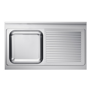 Pia 1 Cuba e Escorredor à Direita com Backsplash - L 1200 x P 700 mm - CombiSteel