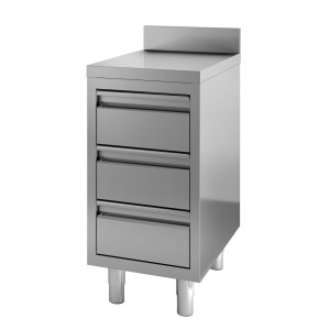 Móvel Inox Baixo com 3 Gavetas e Backsplash - L 600 x P 700 mm - CombiSteel
