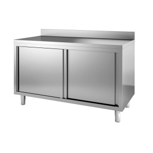 Meuble Inox Bas à 2 Portes avec Dosseret - L 1600 x P 600 mm - CombiSteel