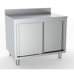 Stainless Steel Base Cabinet with 2 Doors and Backsplash - L 1400 x D 600 mm - CombiSteel