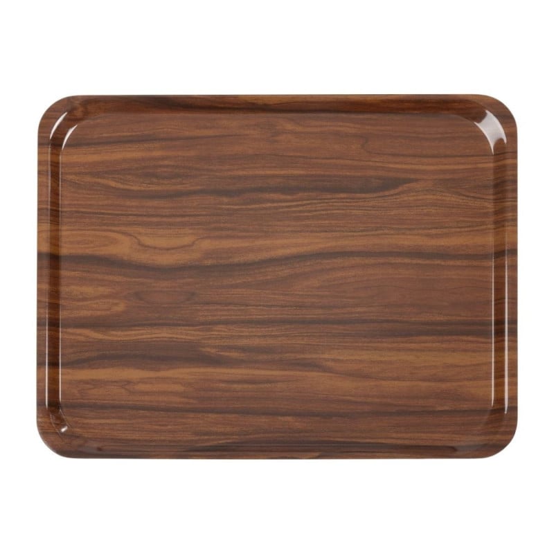 Smooth Laminated Tray Capri Walnut - 460 x 360 mm - Set of 24 - Cambro