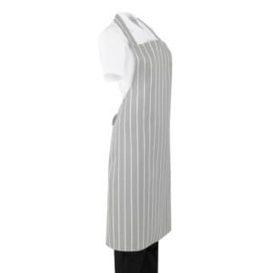 Gray and White Striped Bib Apron - Whites Chefs Clothing