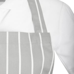 Avental Bavete Listrado Cinza e Branco - Whites Chefs Clothing