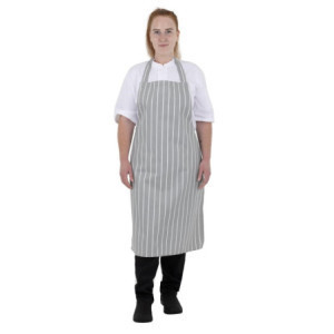 Tablier Bavette Rayé Gris et Blanc - Whites Chefs Clothing