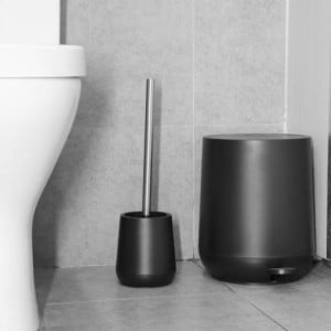 Black Toilet Brush and Holder - Jantex