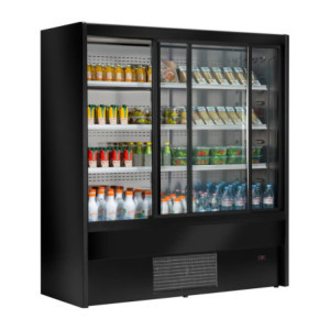 Vitrine Refrigerada de Autoatendimento Preta Cervinho com Portas Deslizantes - 1000 mm - Zoin