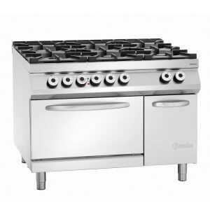 Fourneau com 6 queimadores série 900 - Forno a Gás GN 2/1 e armário da marca Bartscher