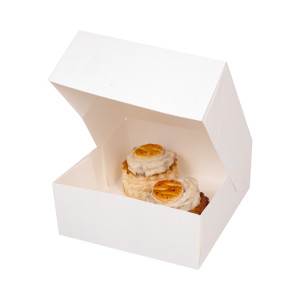 Caixa de Confeitaria em Cartão Branco - 29 x 29 cm - Lote de 50 - FourniResto