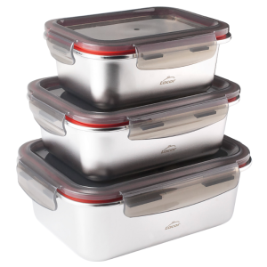 Caixa Inox com Tampa PP Ecoinox 800 ml - Conjunto de 3