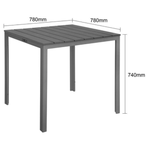 Mesa Quadrada com Ripas Valletta em Cinza - 780 mm