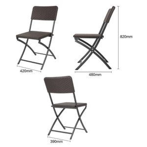 Cadeiras Dobráveis em Rattan PE Marrom - Conjunto de 2