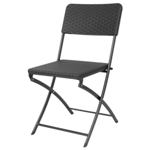 Cadeiras Dobráveis em Rattan PE Preto - Conjunto de 2