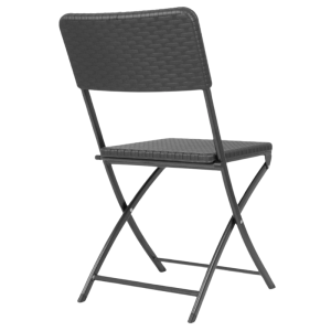 Cadeiras Dobráveis em Rattan PE Preto - Conjunto de 2