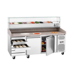 Móvel Refrigerado para Pizza com 2 Portas e 7 Gavetas
