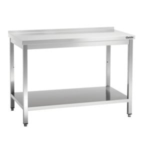 Mesa de Trabalho Inox com Prateleira Inferior e Backsplash - P 700 mm - L 1400 mm - Bartscher