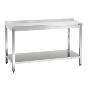 Mesa de Trabalho Inox com Prateleira Inferior e Backsplash - P 700 mm - L 1600 mm - Bartscher