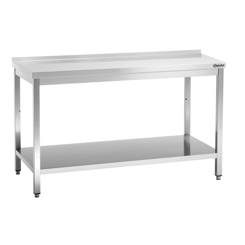 Table de Travail Inox avec Etagère Basse et Dosseret - P 700 mm - L 1600 mm - Bartscher Table de Travail Inox avec Etagère Basse et Dosseret - P 700 mm - L 1600 mm - Bartscher