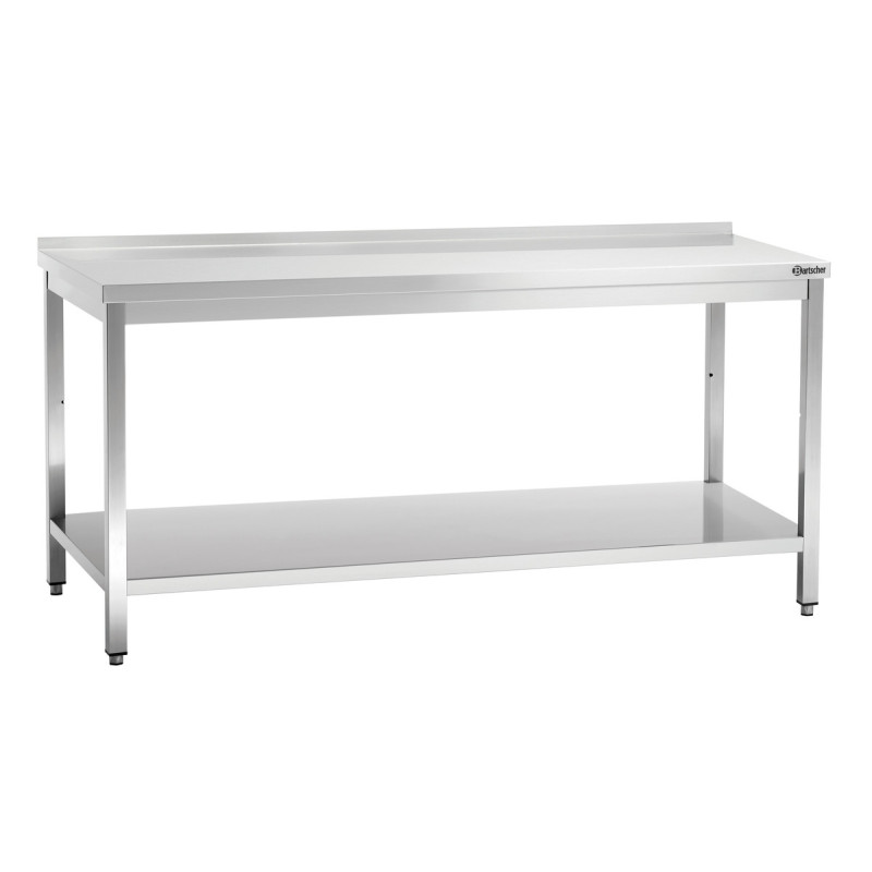 Mesa de Trabalho Inox com Prateleira Inferior e Backsplash - P 700 mm - L 1800 mm - Bartscher Mesa de Trabalho Inox com Prateleira Inferior e Backsplash - P 700 mm - L 1800 mm - Bartscher