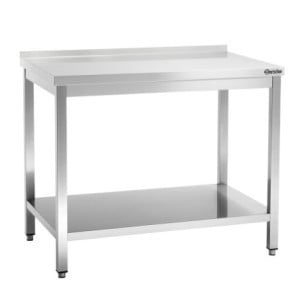 Mesa de Trabalho Inox com Prateleira Inferior e Backsplash - P 700 mm - L 1000 mm - Bartscher