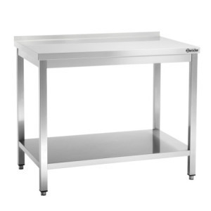Stainless Steel Work Table with Lower Shelf and Backsplash - D 700 mm - L 1000 mm - Bartscher