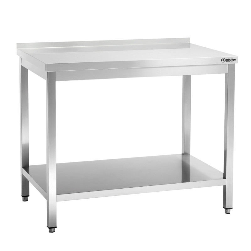 Mesa de Trabalho Inox com Prateleira Inferior e Backsplash - P 700 mm - L 1000 mm - Bartscher Mesa de Trabalho Inox com Prateleira Inferior e Backsplash - P 700 mm - L 1000 mm - Bartscher
