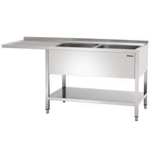 Plonge 2 Bacs com Passagem Lava-Louças, Backsplash e Prateleira Inferior - L 1800 x P 700 mm - Bartscher