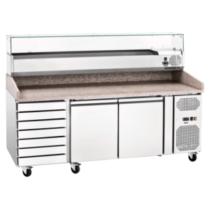 Móvel Refrigerado para Pizza com 2 Portas e 7 Gavetas