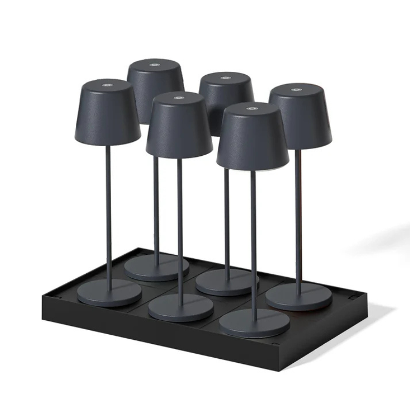 Luminária de Mesa Touch LED Kelly Rock com Bandeja de Carregamento - Conjunto de 6 - Lumisky