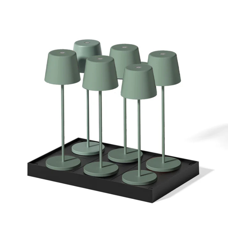 Luminária de Mesa Touch LED Kelly Olive com Bandeja de Carregamento - Conjunto de 6 - Lumisky