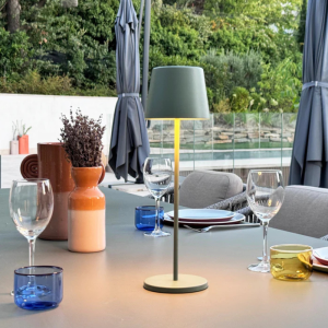 Luminária de Mesa Touch LED Kelly Olive com Bandeja de Carregamento - Conjunto de 6 - Lumisky
