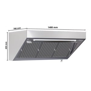 Hotte Snack 700 Led Sans Moteur Dynasteel - Comp. 1400 mm, Inox AISI304