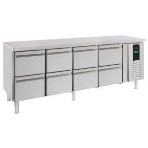 Positive Refrigerated Table with 8 Drawers Energy Line - 393 L