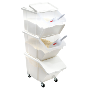 Conjunto de 3 Caixas de Ingredientes 30L + Tampas + 4 Rodas