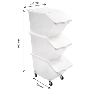 Conjunto de 3 Caixas de Ingredientes 30L + Tampas + 4 Rodas