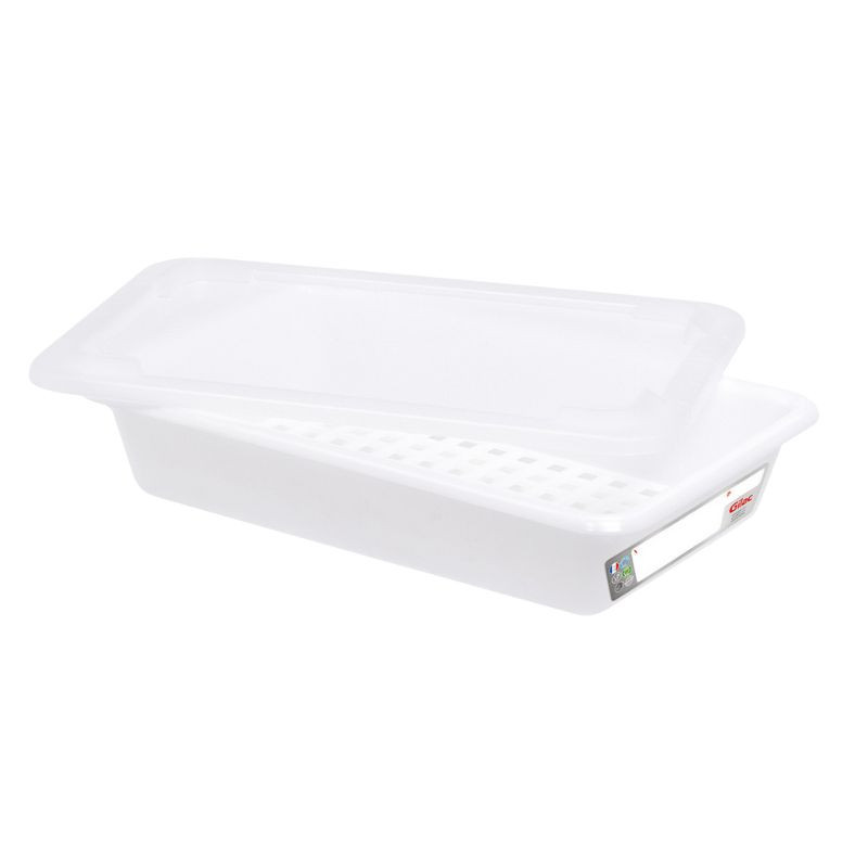 Bac Flat 3L Haccp White + Lid + Grid - Gilac