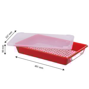 Bac Plat 8L Haccp Rouge + Couvercle + Grelha - Gilac