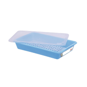 HACCP Flat Tray with Lid and Grid - 5 L - Blue - Gilac