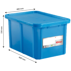 Bac HACCP Retangular com Tampa - 55 L - Azul