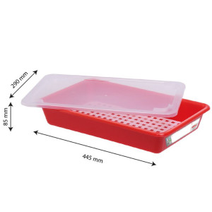 Bac Plat HACCP com Tampa e Grelha - 5 L - Vermelho - Gilac
