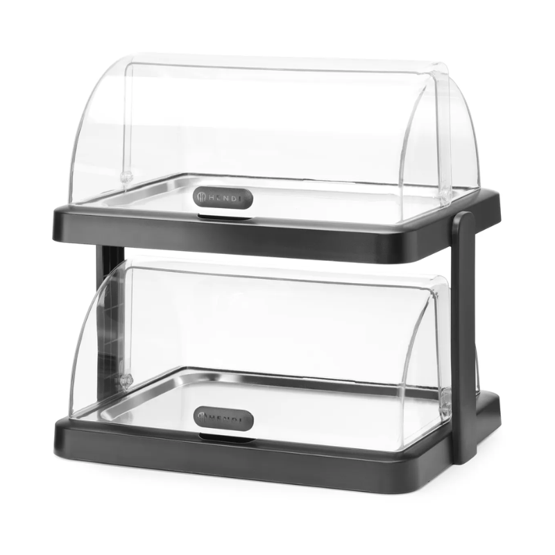Vitrine Buffet com Tampa Deslizante UNIQ - 2 Bandejas - Preto - HENDI