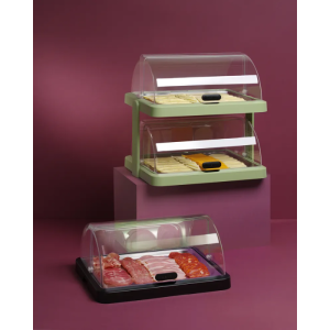 Vitrine Buffet com Tampa Deslizante UNIQ - 2 Prateleiras - Verde - HENDI